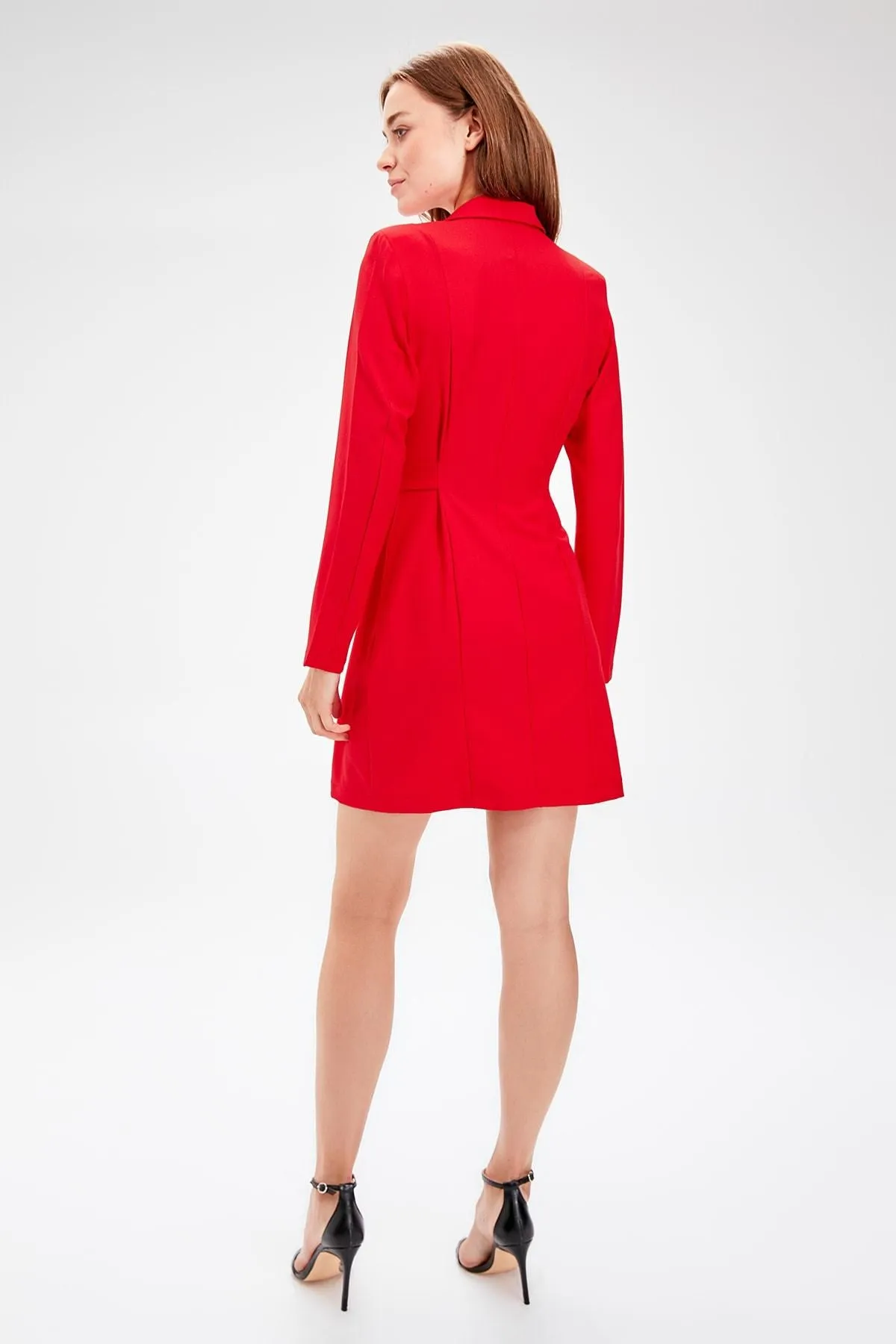 12805 Red Buckle Belt Jacket Dress