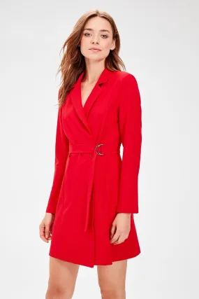 12805 Red Buckle Belt Jacket Dress