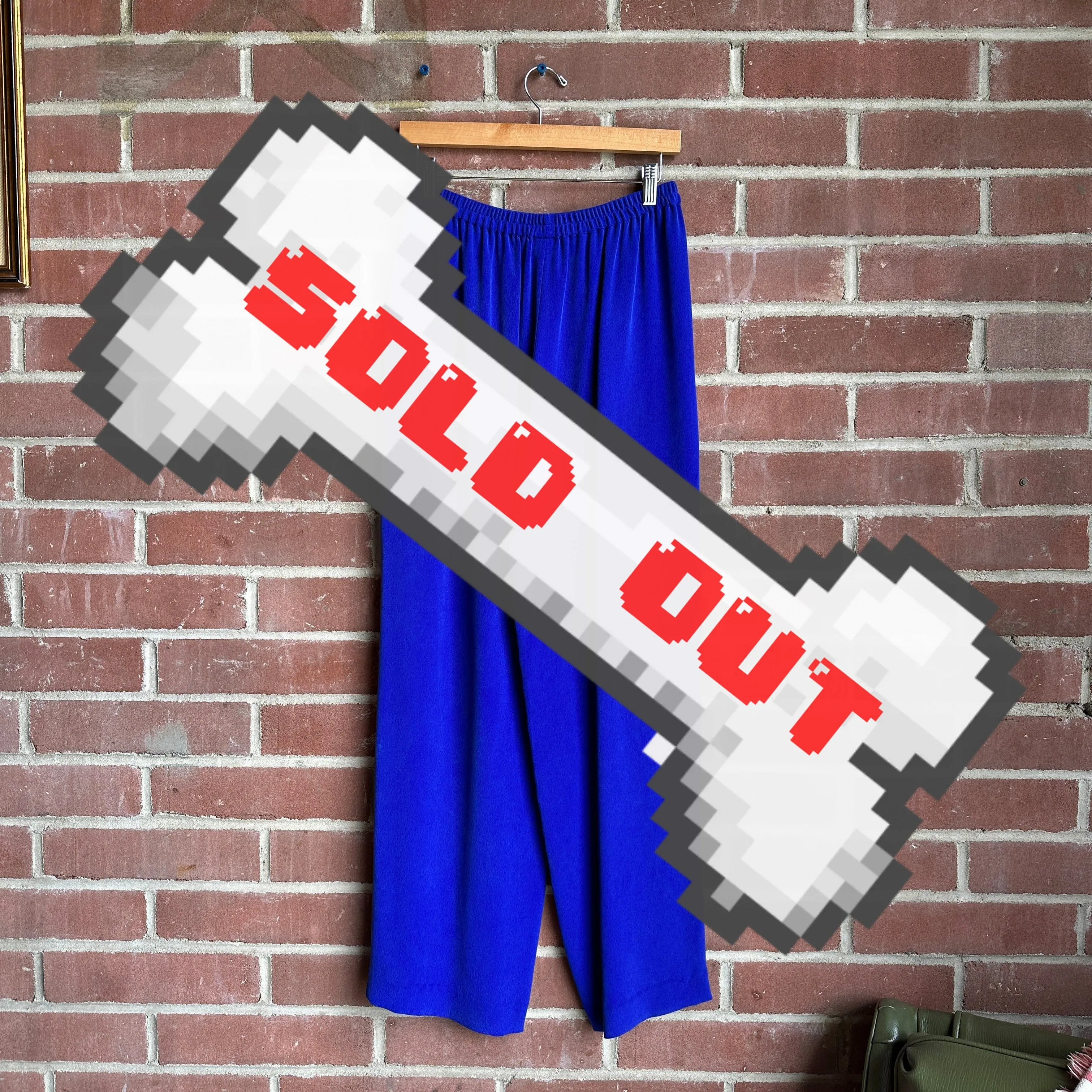 80s Royal Blue 2-Piece Blouse/Pants Set