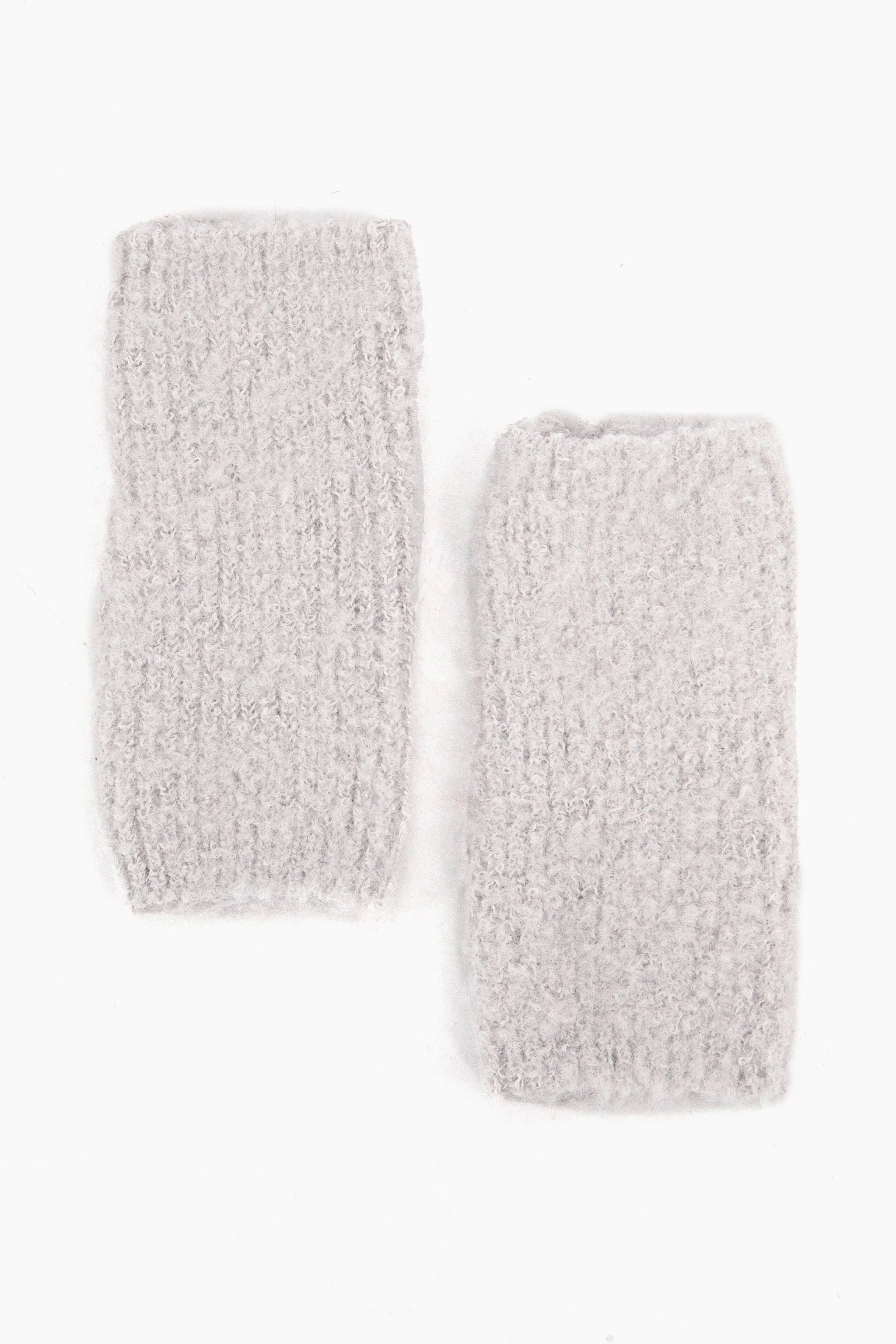 Alexa Textured Wrist Warmers - Light Grey,  Knitted