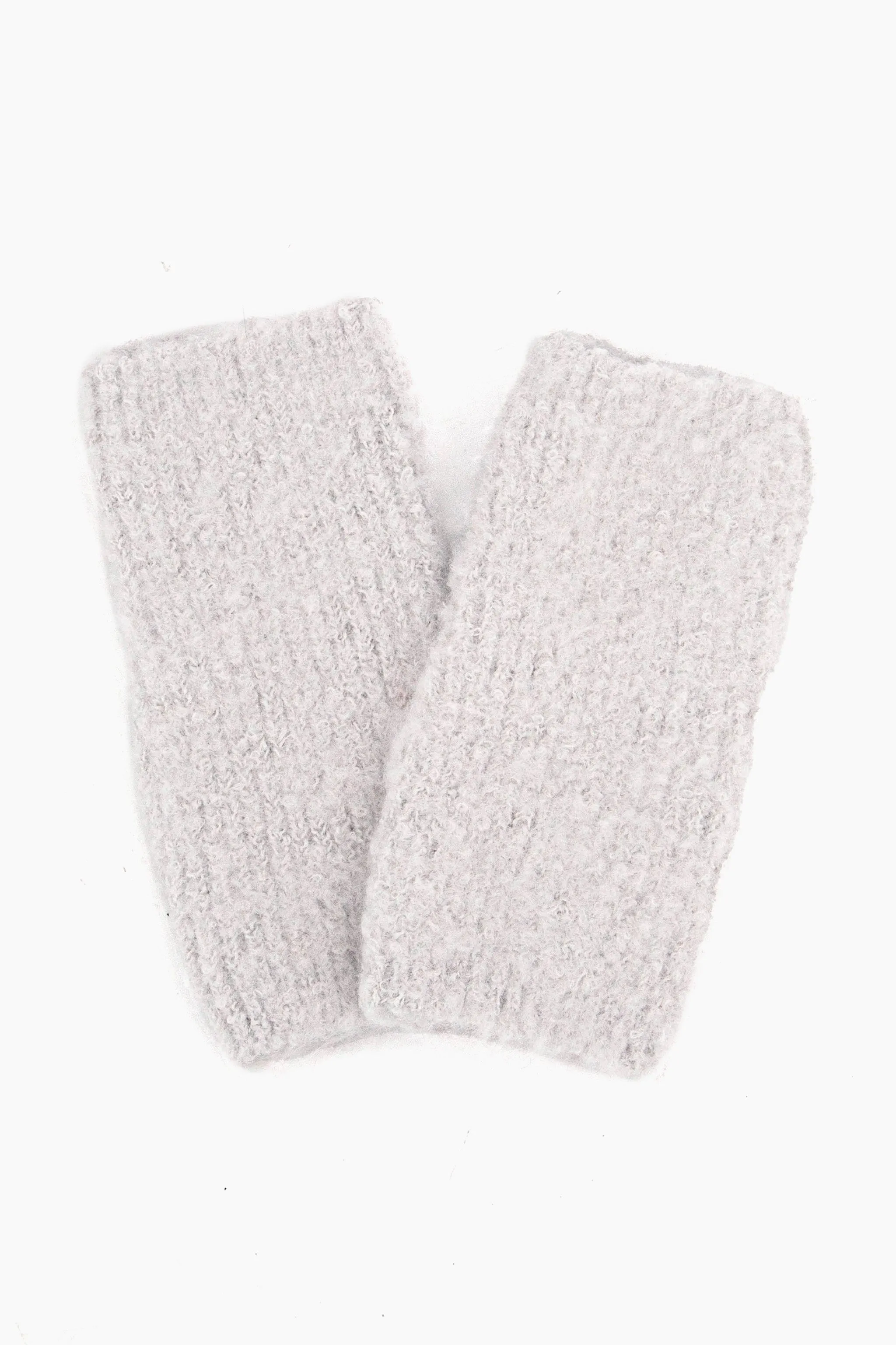 Alexa Textured Wrist Warmers - Light Grey,  Knitted