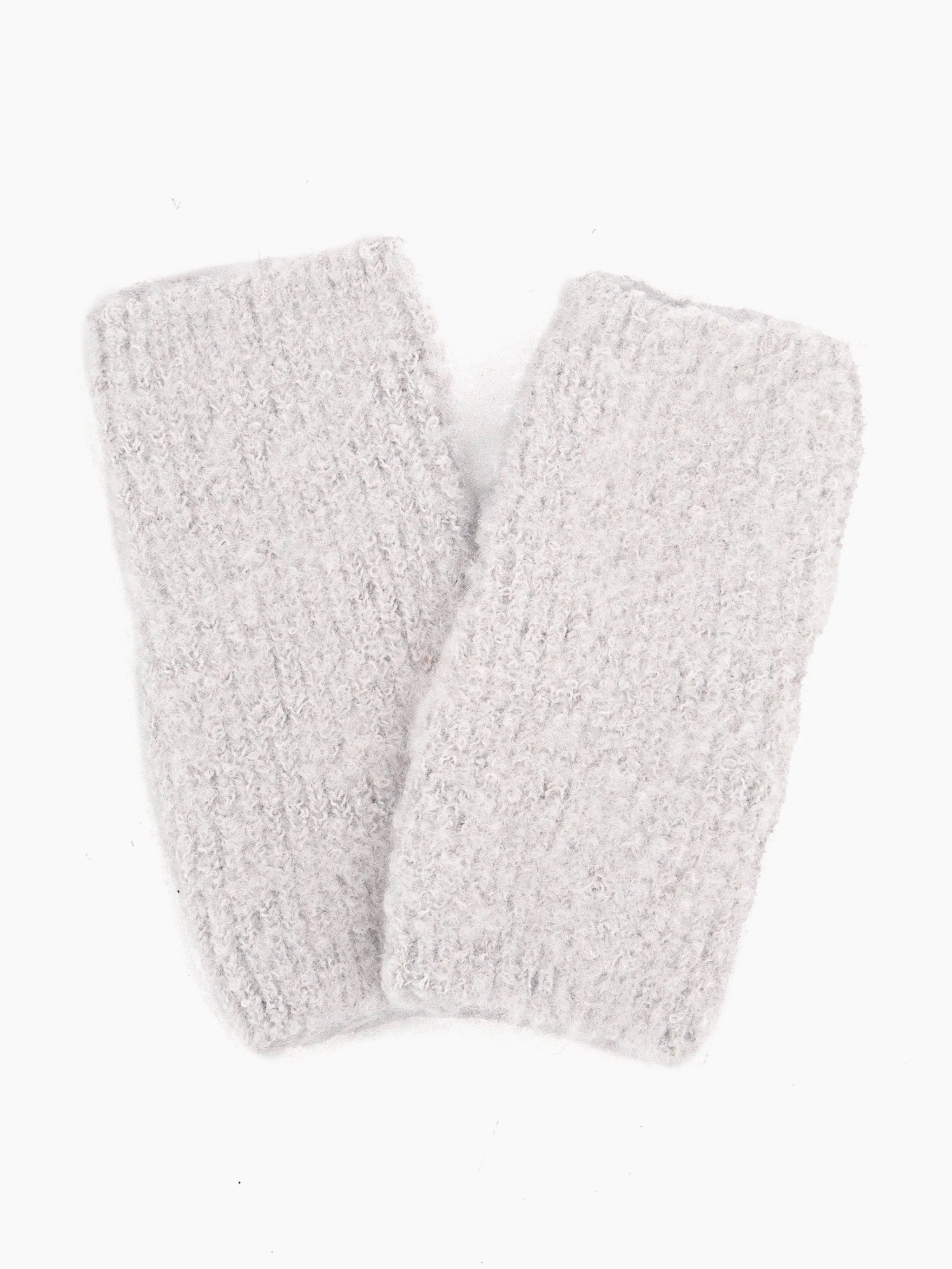 Alexa Textured Wrist Warmers - Light Grey,  Knitted
