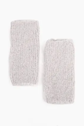Alexa Textured Wrist Warmers - Light Grey,  Knitted