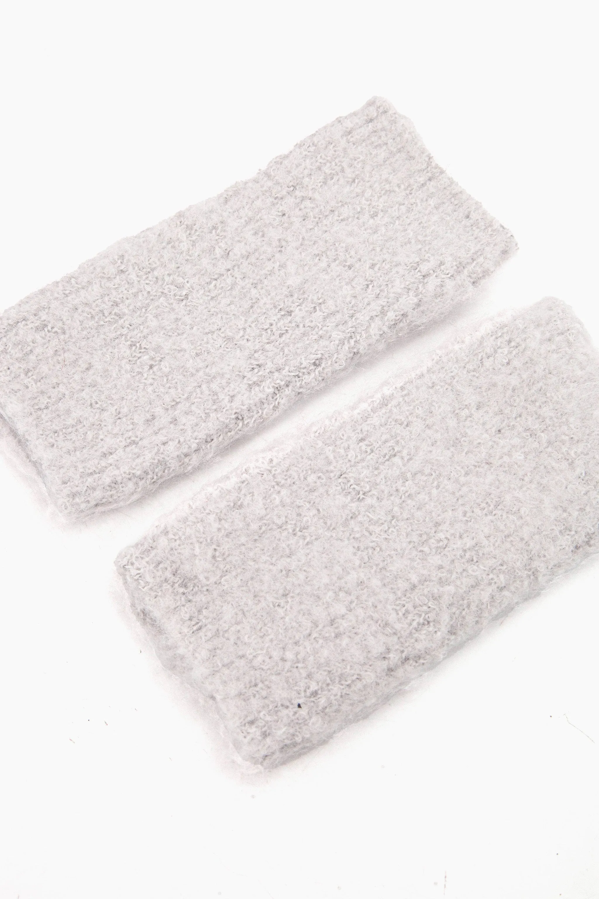 Alexa Textured Wrist Warmers - Light Grey,  Knitted