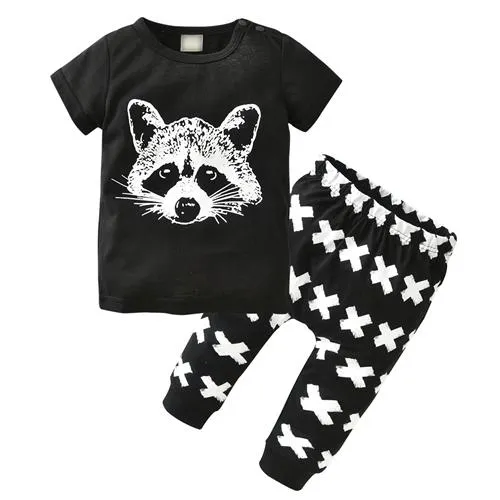Baby clothing set cotton short sleeved Fox T-shirt Pants 2pcs Outfits Set