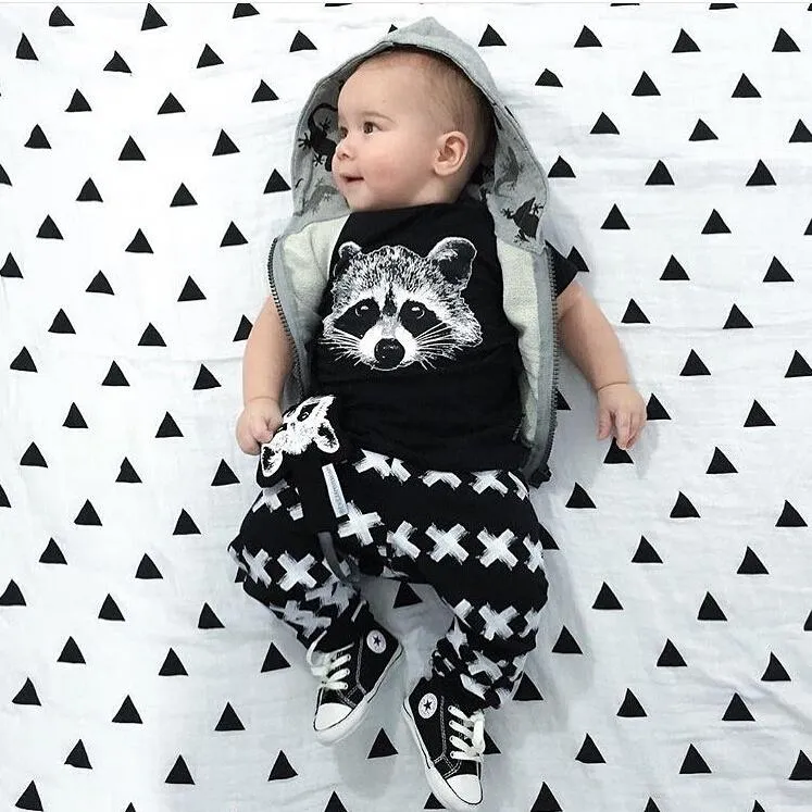 Baby clothing set cotton short sleeved Fox T-shirt Pants 2pcs Outfits Set