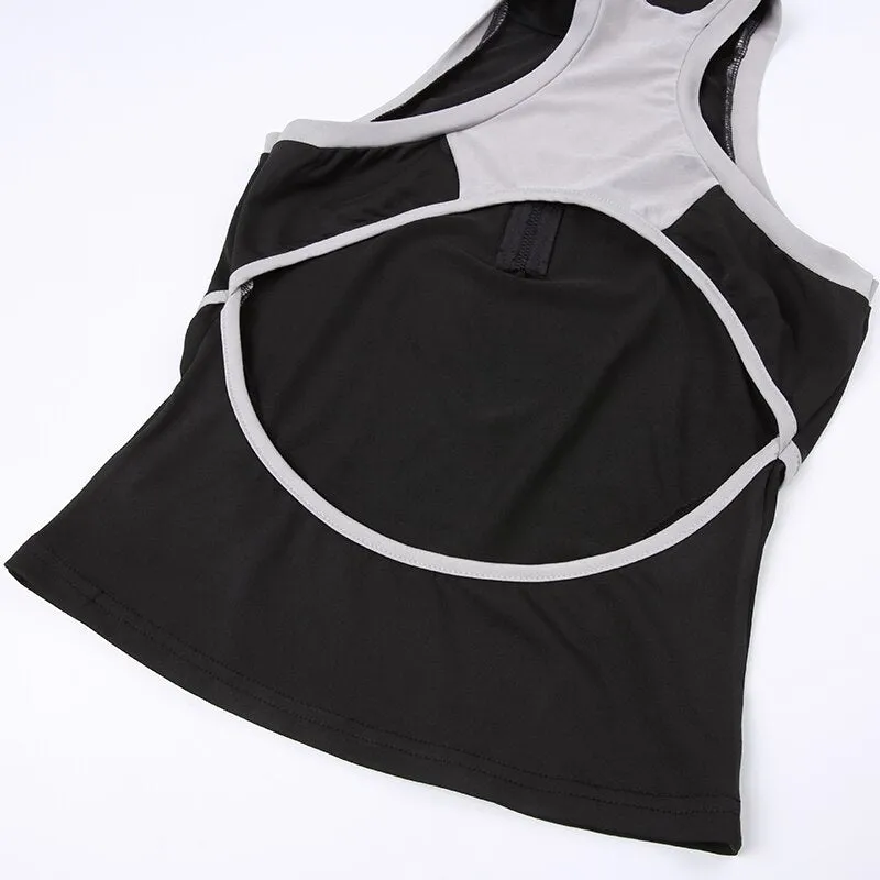 Black Stripe Stand Collar Short Top