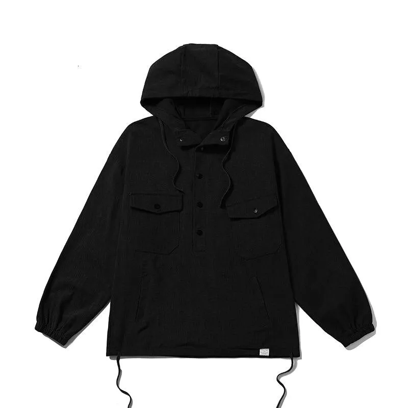 Bonsir Autumn Cotton Pullover Jacket Men's Fashion Casual Pocket Tooling Jackets Mens Streetwear Loose Hip-hop Bomber Jacket Men M-5XL