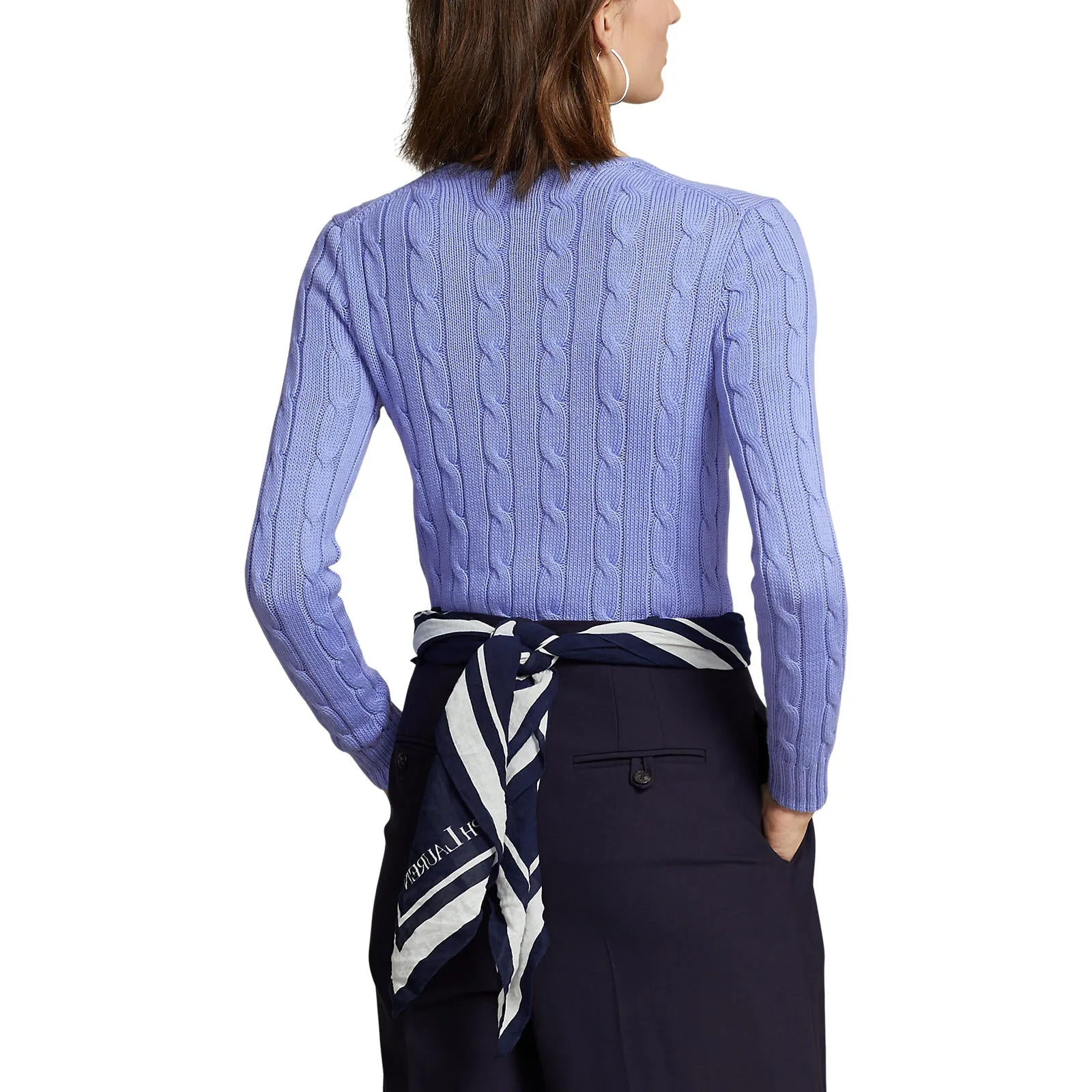 Cable-Knit Cotton Crewneck Sweater - Blue