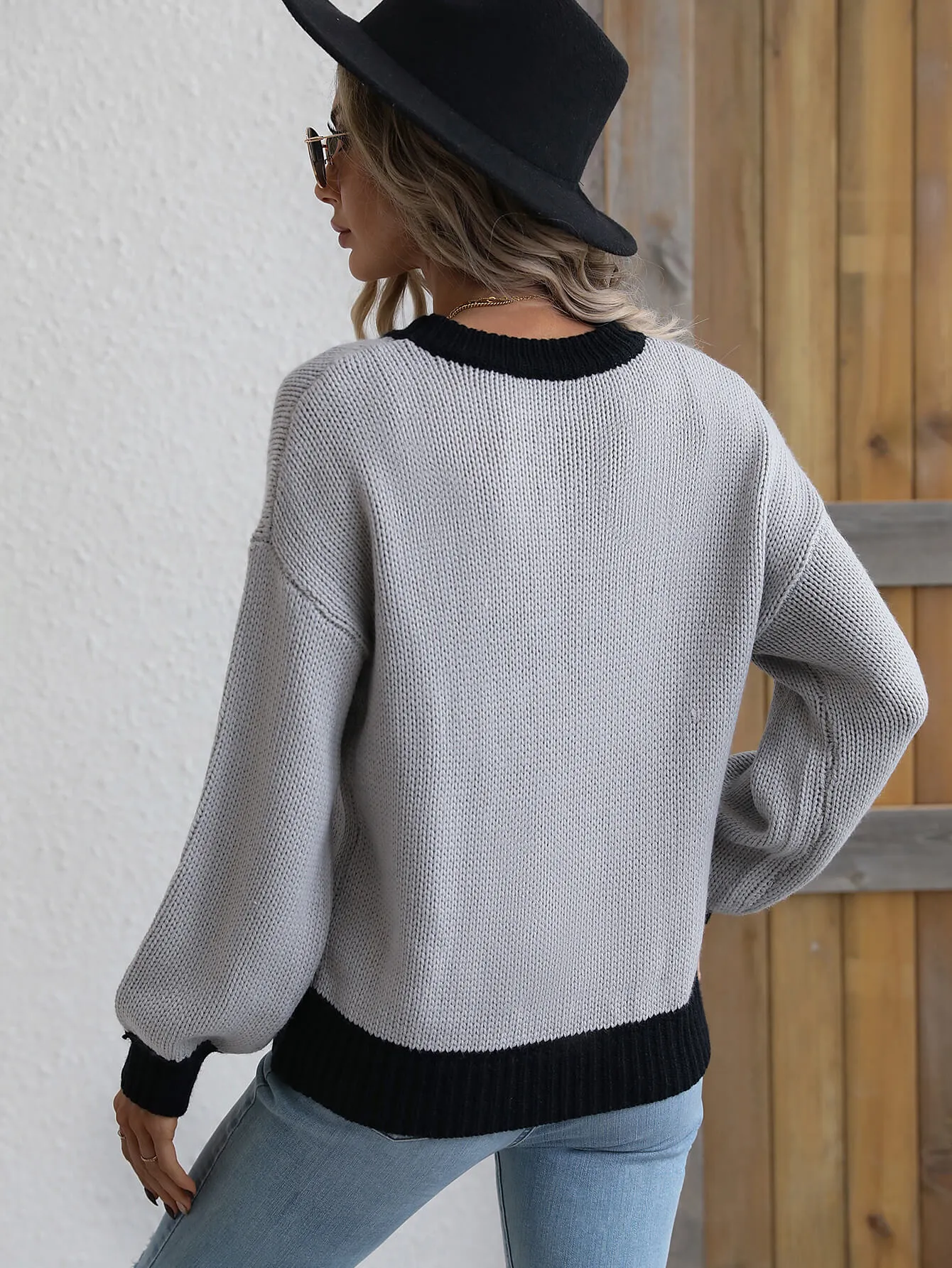 Contrast On Call Pullover Sweater