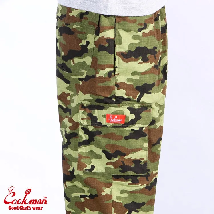 Cookman Chef Pants Cargo - Ripstop : Woodland Camo Green