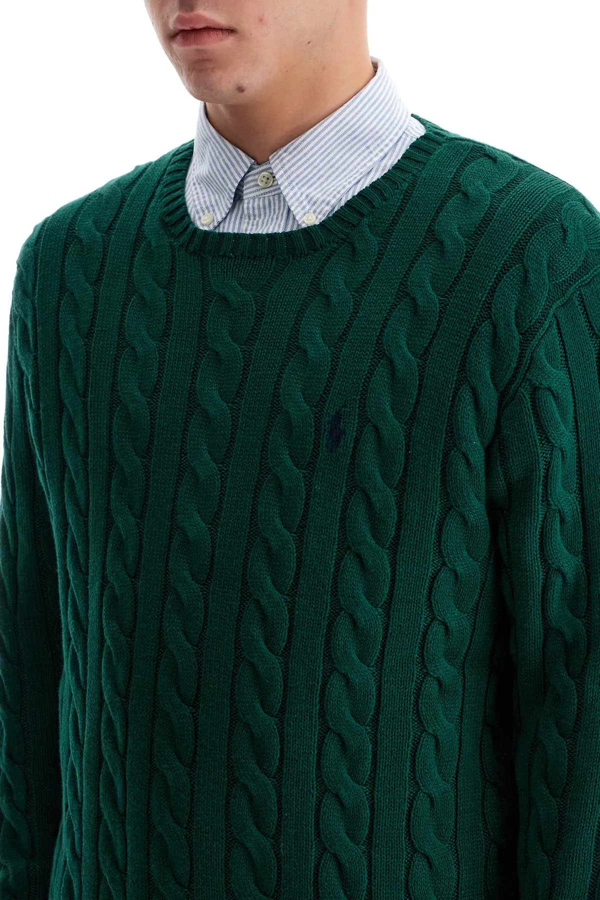 cotton cable knit pullover sweater