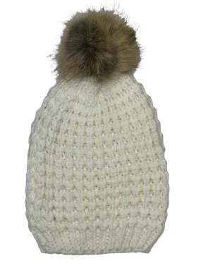 Danica - Cream Knit Pom Beanie