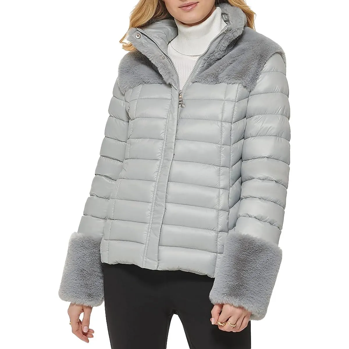 DKNY Womens Nylon Puffer Jacket