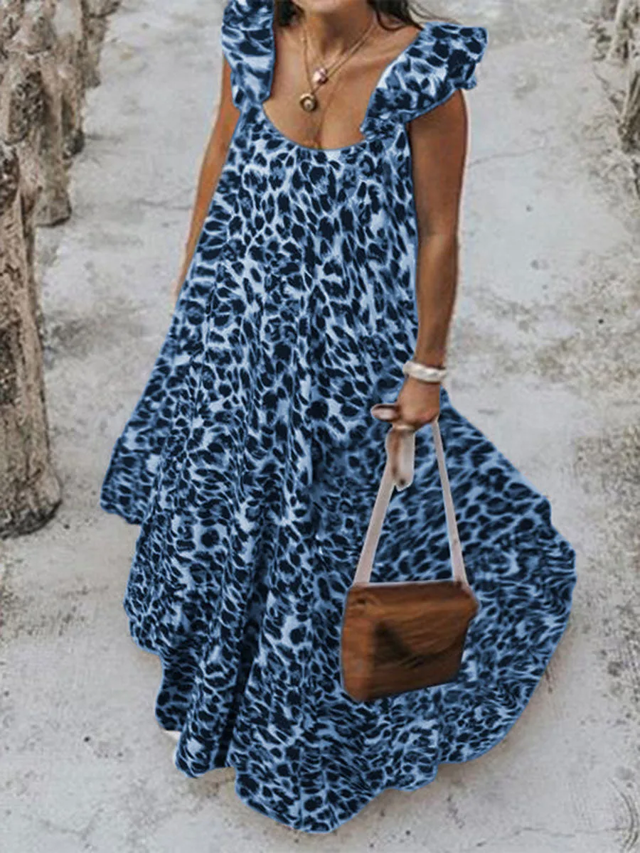 Fashion And Elegant Retro Leopard Print Long Dress