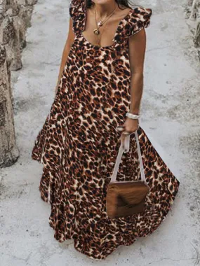 Fashion And Elegant Retro Leopard Print Long Dress