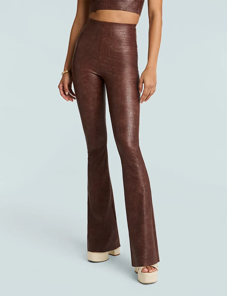 Faux Leather Animal Flared Legging