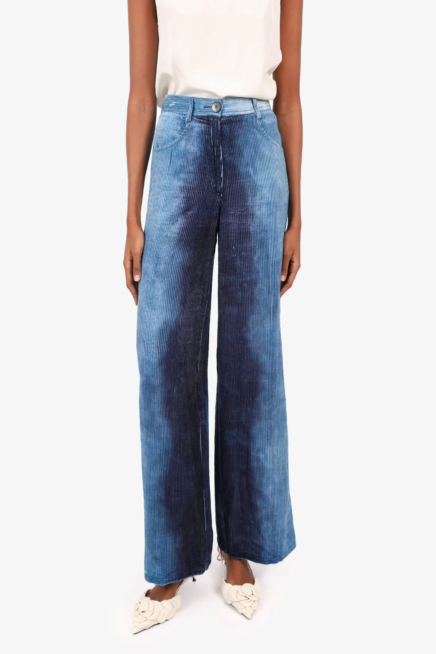 Forte Forte Blue Corduroy Wide Leg Pants Size 00