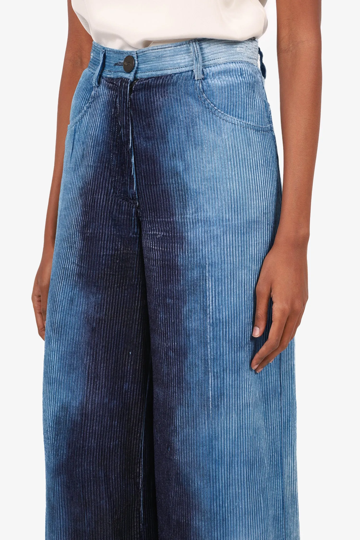 Forte Forte Blue Corduroy Wide Leg Pants Size 00