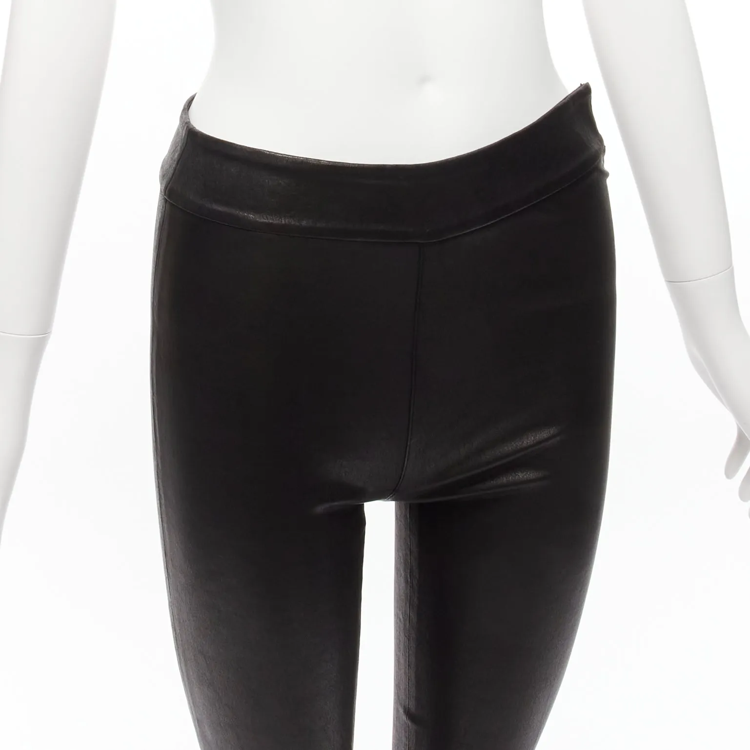 FRAME black genuine lambskin leather flared cropped pants US2 S