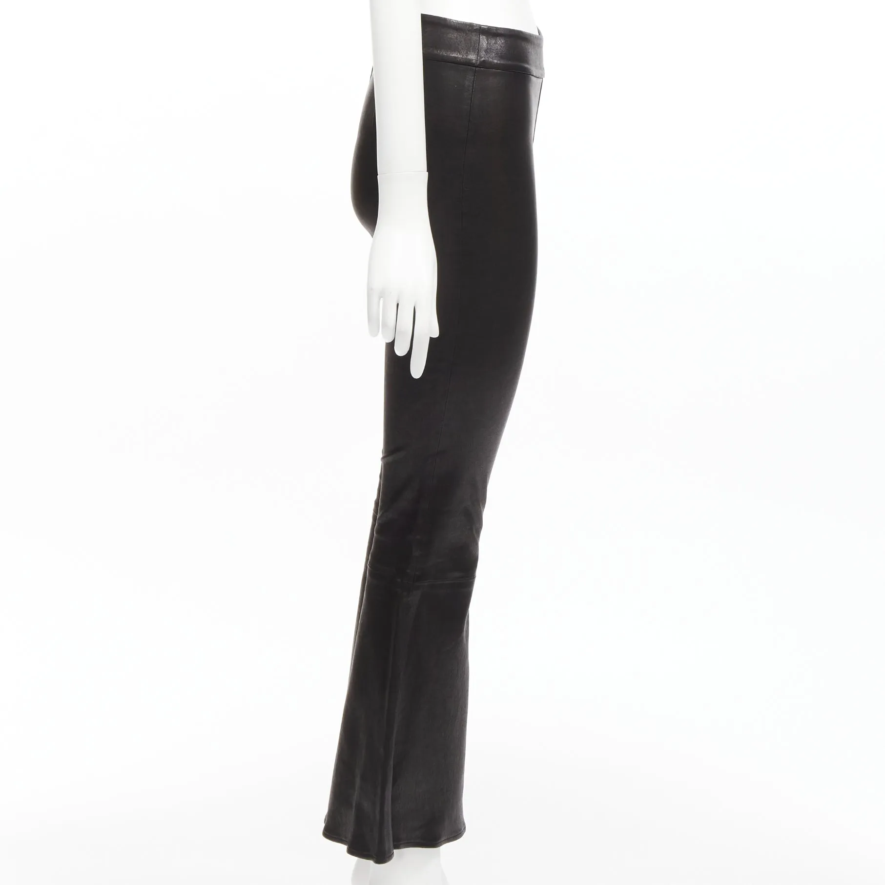 FRAME black genuine lambskin leather flared cropped pants US2 S