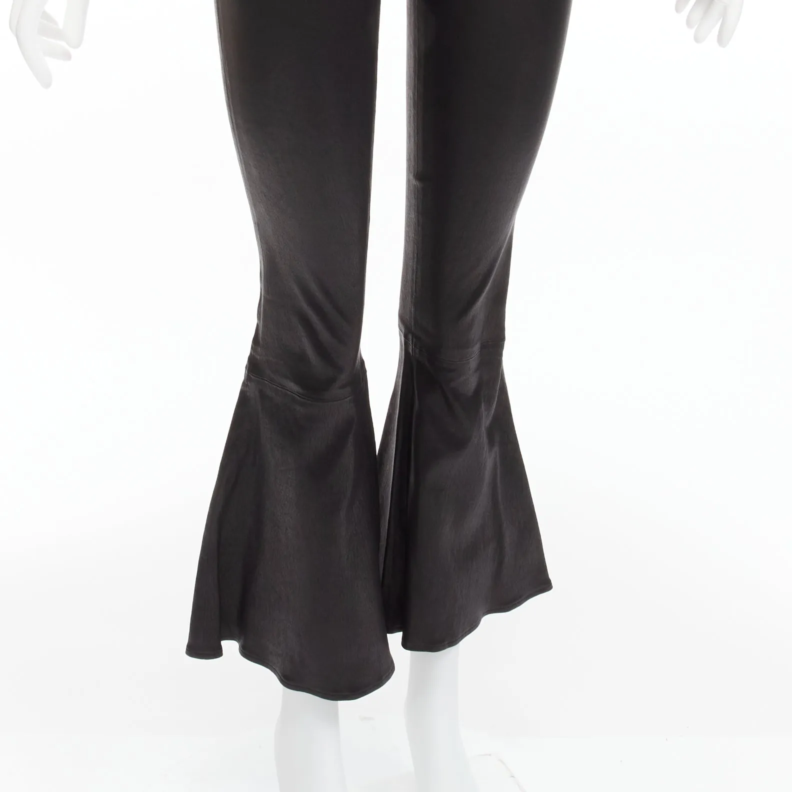 FRAME black genuine lambskin leather flared cropped pants US2 S