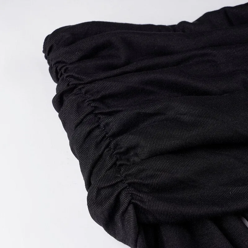 Gothic Black Side Split Maxi Dress