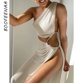 Graduation Gifts  Sexy Asymmetric CutOut One Shoulder High Split Long Maxi Dresses for Women 2022 Fashion Party Vacation Outfits C66DG43