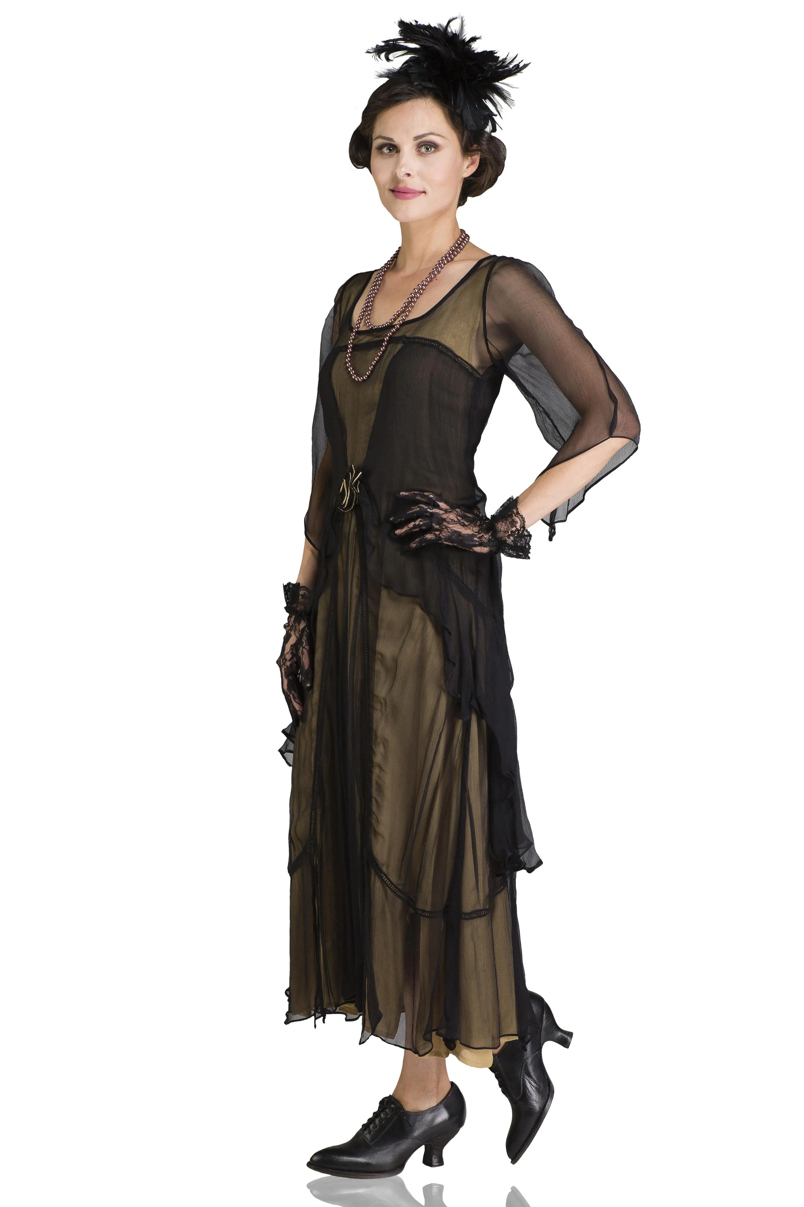 Great Gatsby Party Dress in Black Gold by Nataya - SALE