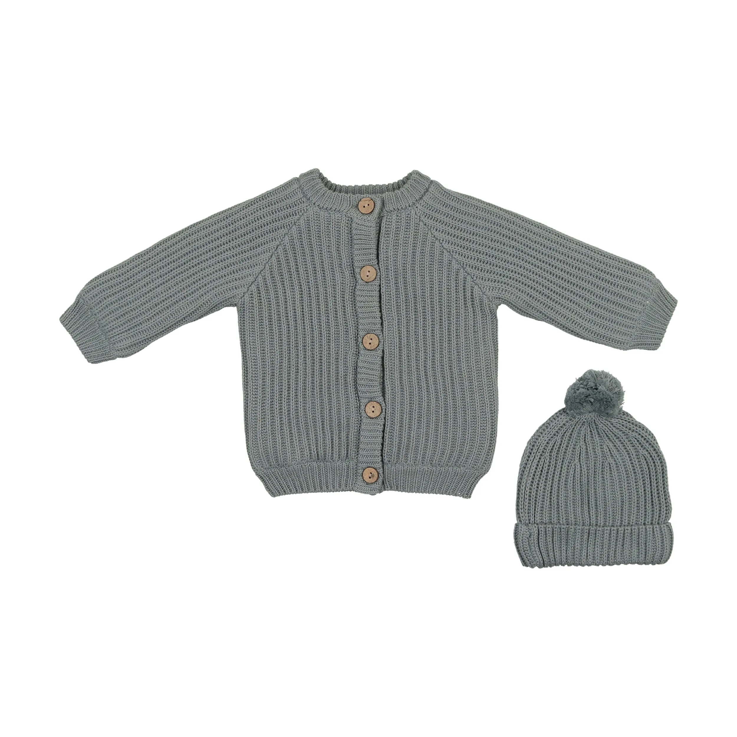 Hooded knit jacket and hat - Dove