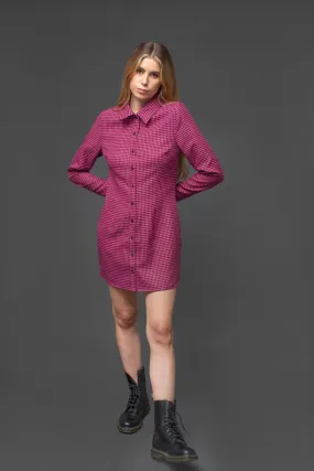 HOUNDSTOOTH BLAZER DRESS in Pink