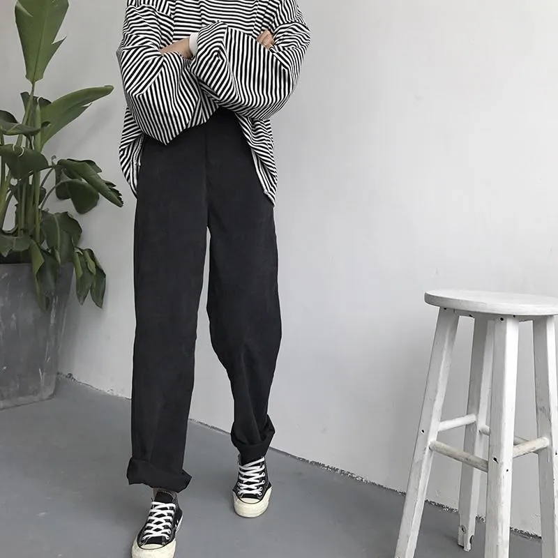 KOREAN WIDE LEG CORDUROY PANTS