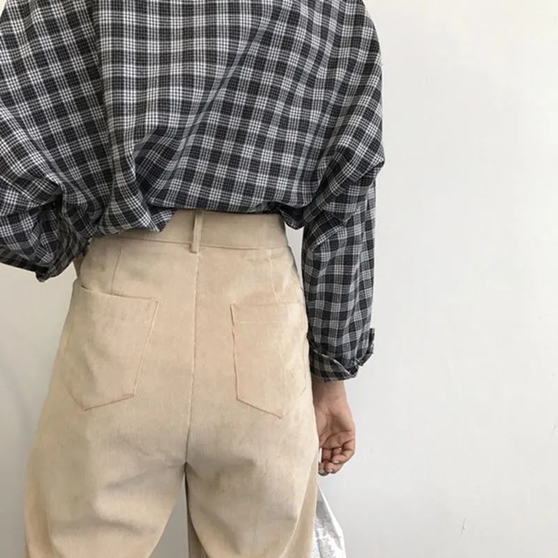 KOREAN WIDE LEG CORDUROY PANTS