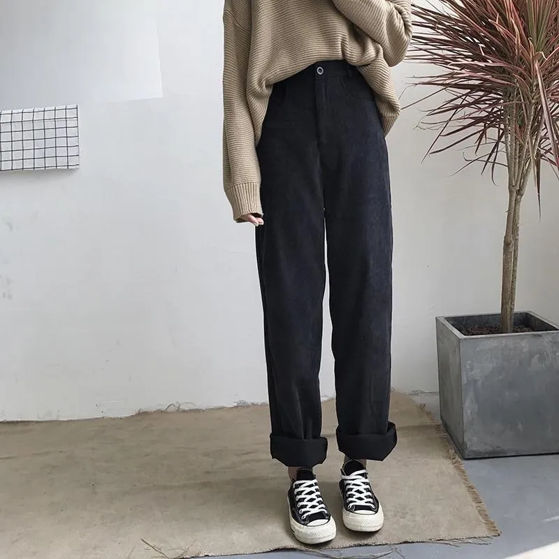 KOREAN WIDE LEG CORDUROY PANTS