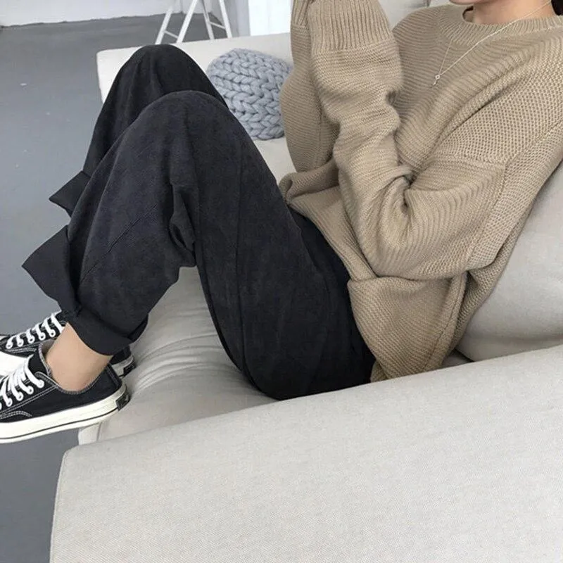KOREAN WIDE LEG CORDUROY PANTS