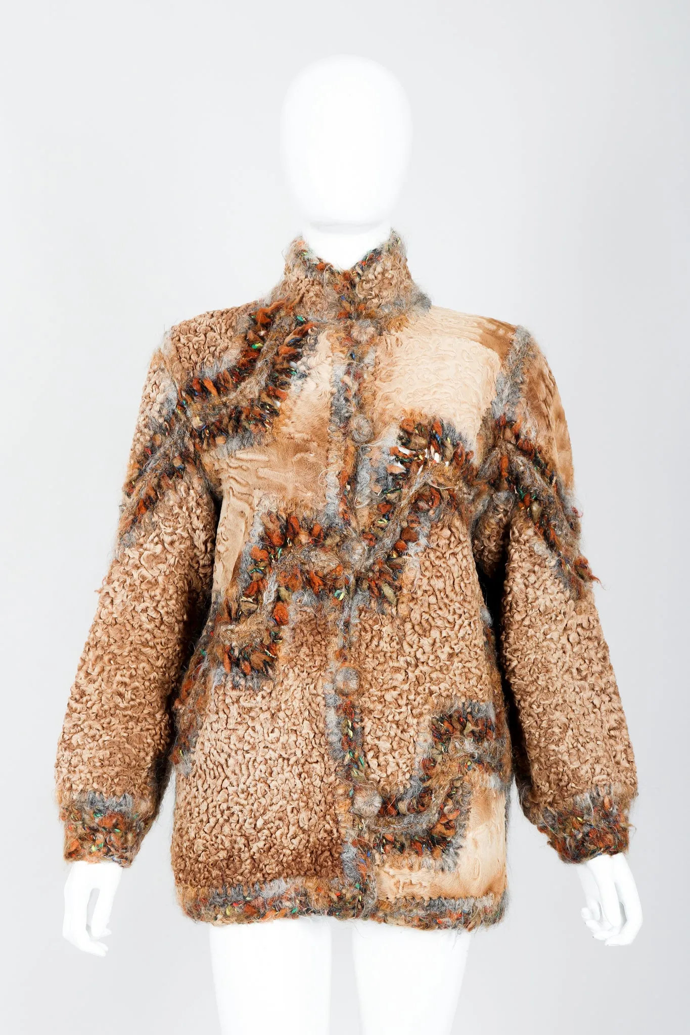 Lamb Fur Patchwork Jacket & Hat Set