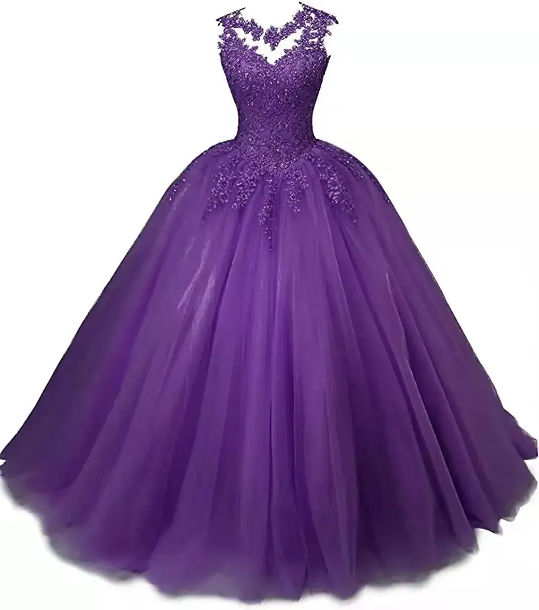 Long Classic Sweet 16 Appliques Quinceanera Dress