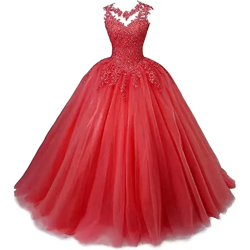 Long Classic Sweet 16 Appliques Quinceanera Dress