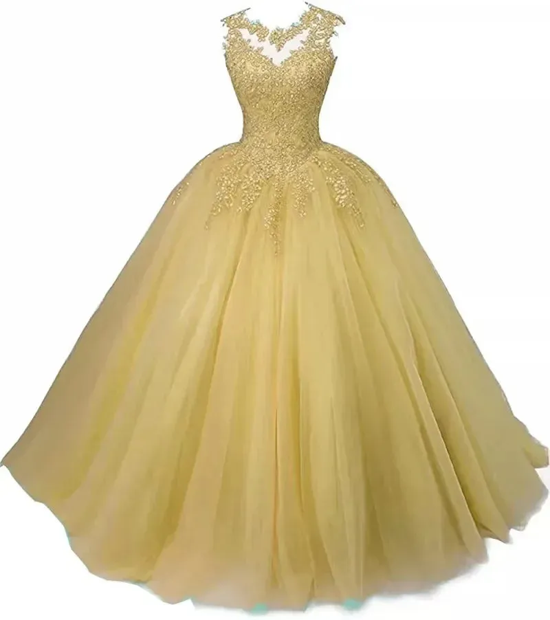 Long Classic Sweet 16 Appliques Quinceanera Dress