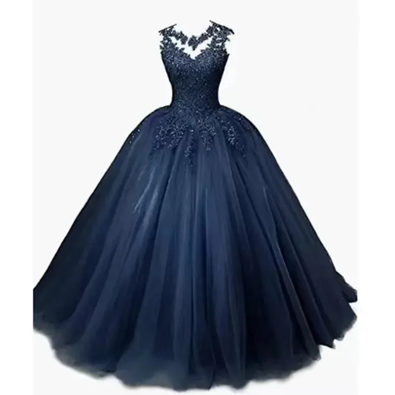 Long Classic Sweet 16 Appliques Quinceanera Dress