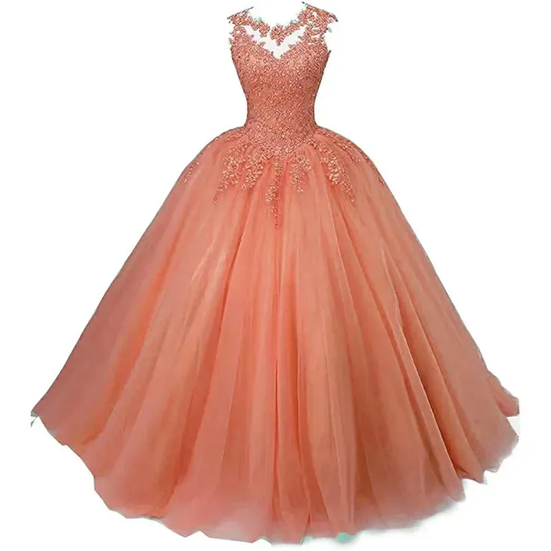 Long Classic Sweet 16 Appliques Quinceanera Dress