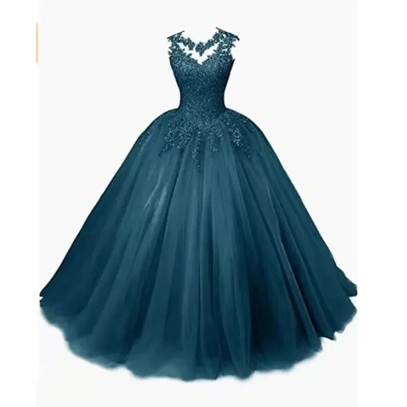 Long Classic Sweet 16 Appliques Quinceanera Dress