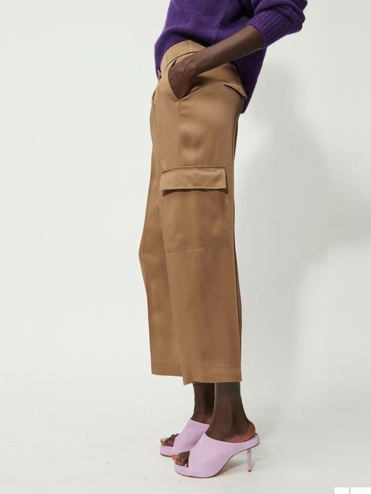 Luisa Cerano Satin Cargo Pants Miso