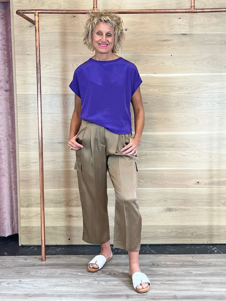 Luisa Cerano Satin Cargo Pants Miso