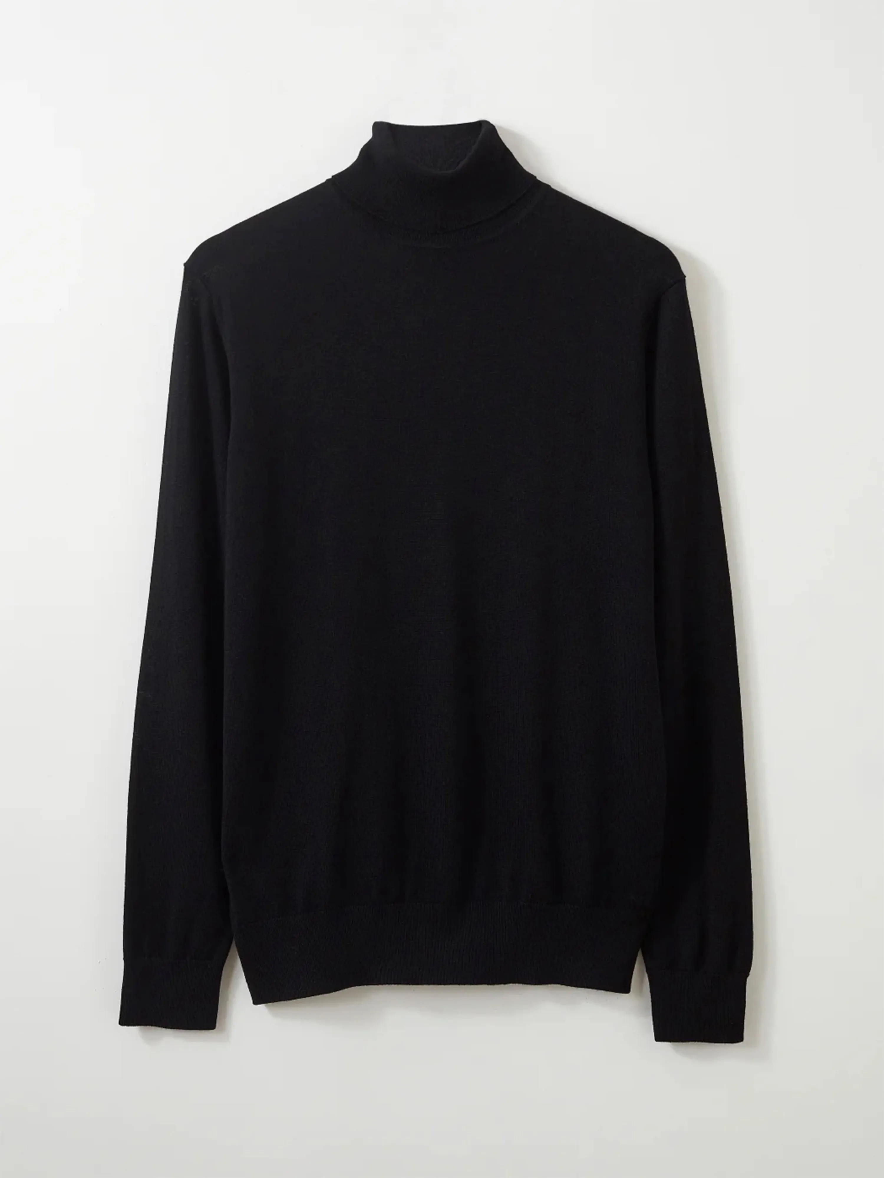Merino Wool Roll Neck Jumper - Black