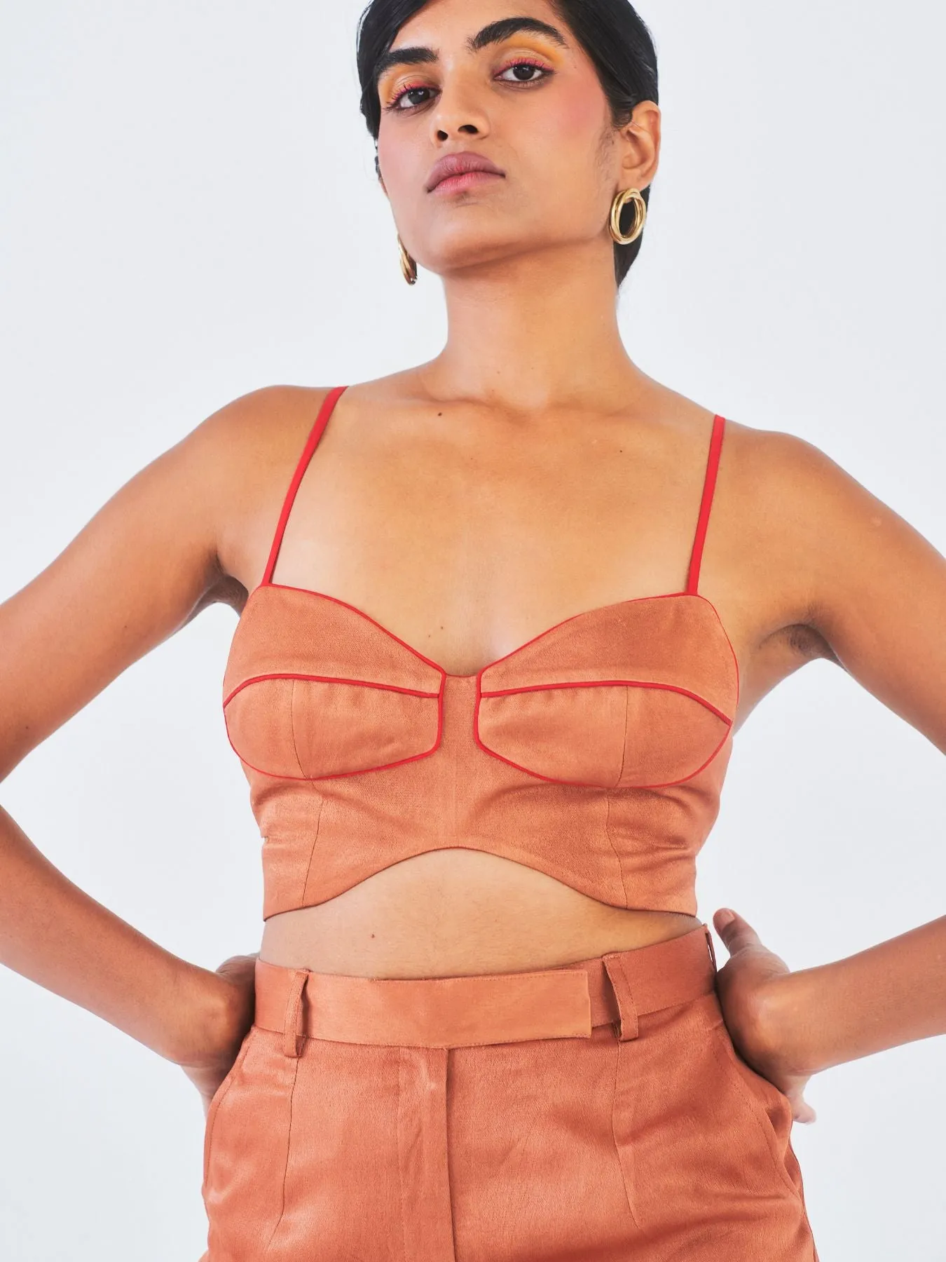 Molshri Orange Fibre Fabric Co-ord Set, Brown