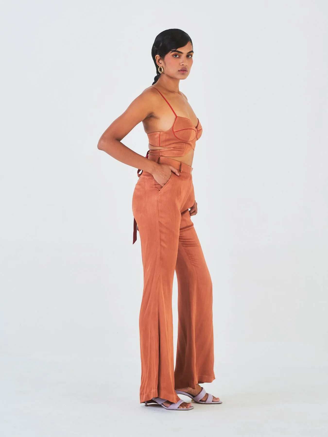 Molshri Orange Fibre Fabric Co-ord Set, Brown
