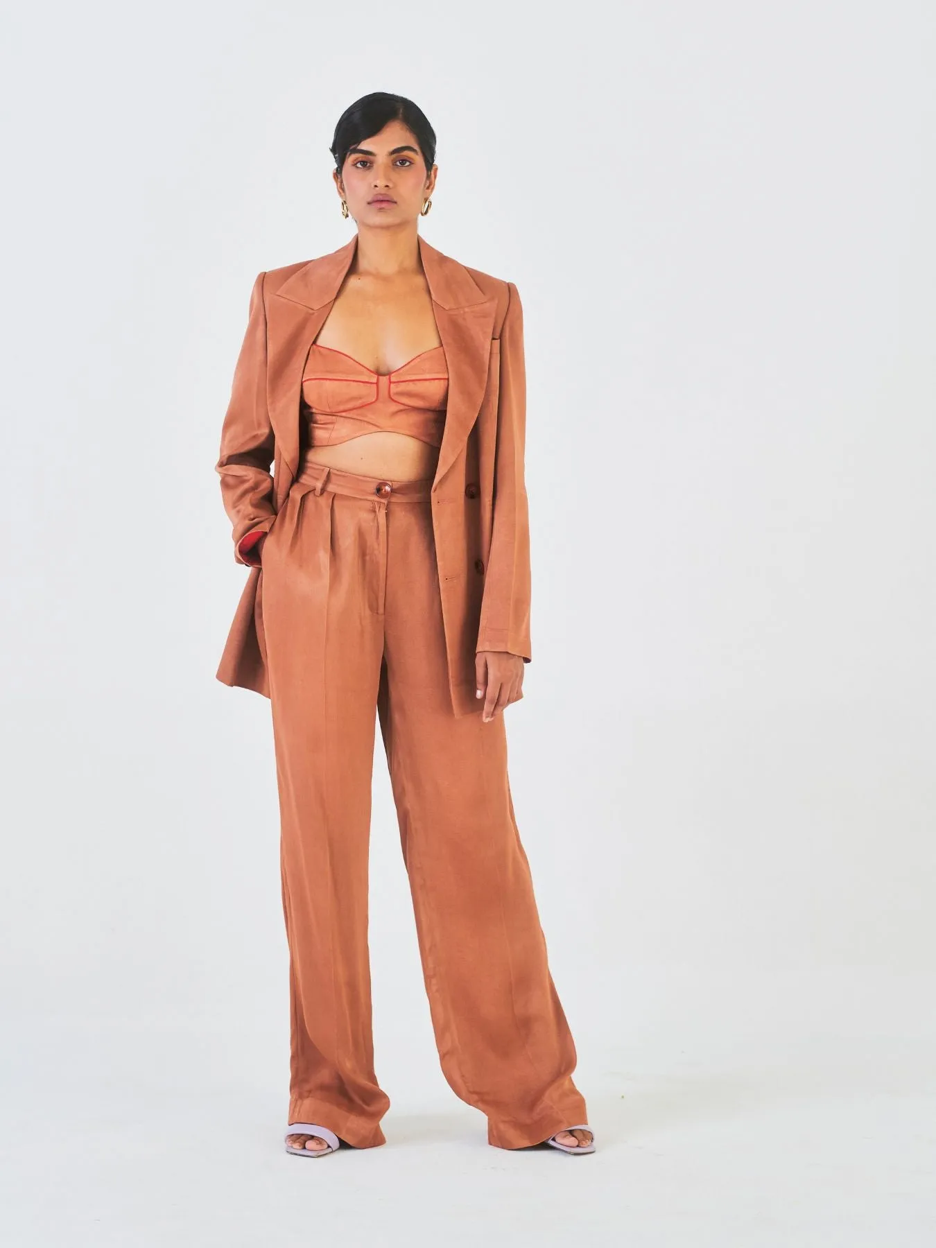 Molshri Orange Fibre Fabric Co-ord Set, Brown
