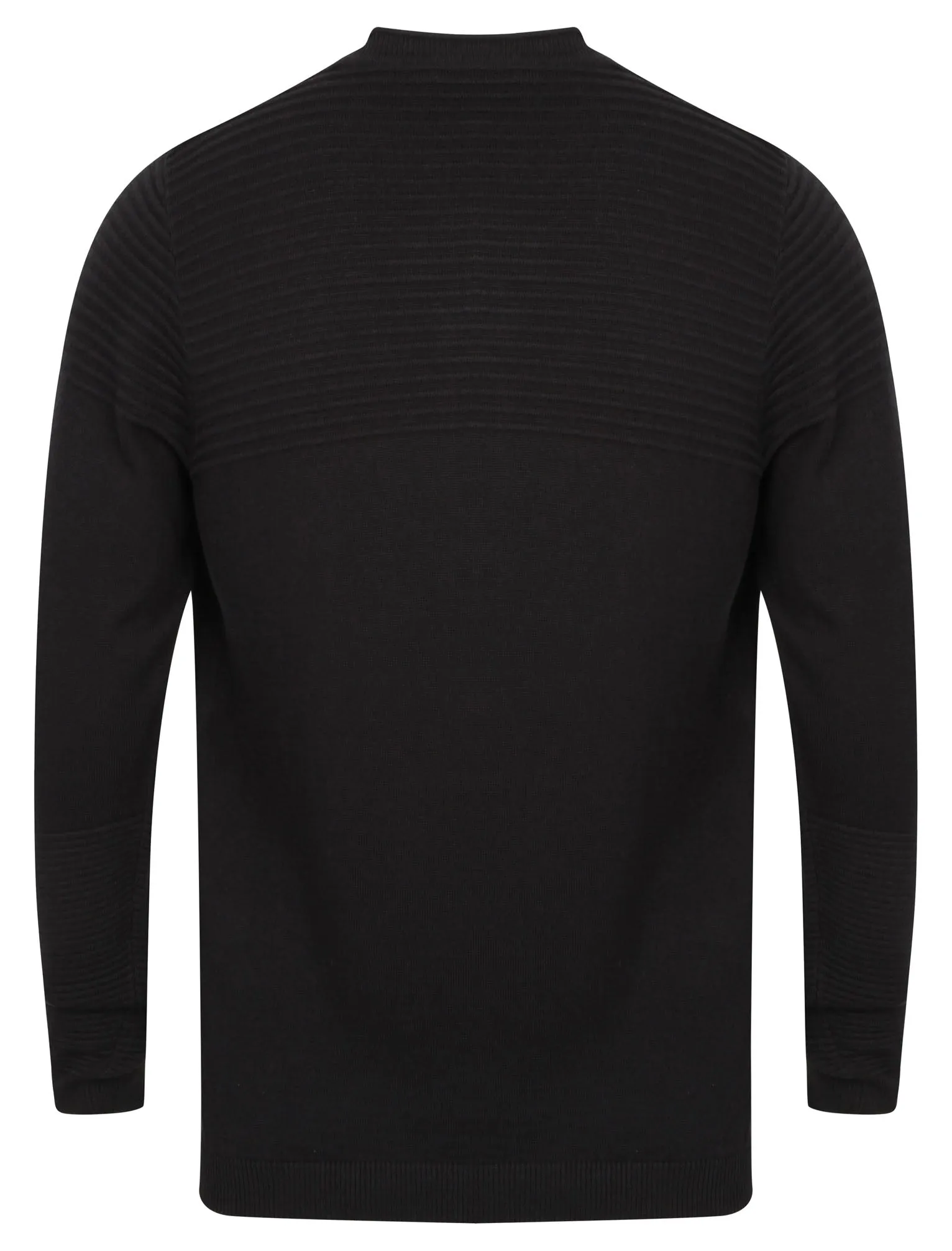 Neston Crew Neck Ripple Knit Jumper in Dark Navy - Dissident