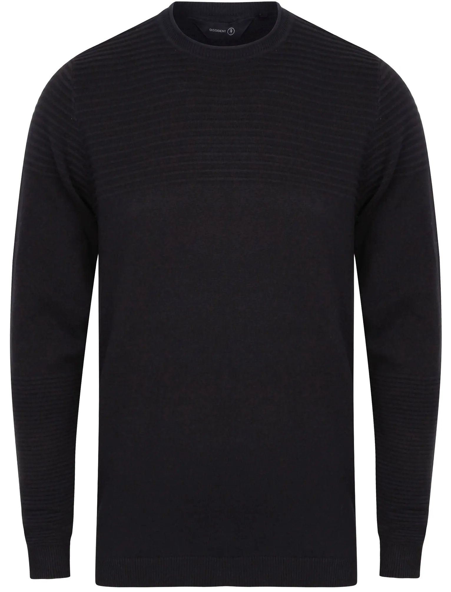 Neston Crew Neck Ripple Knit Jumper in Dark Navy - Dissident